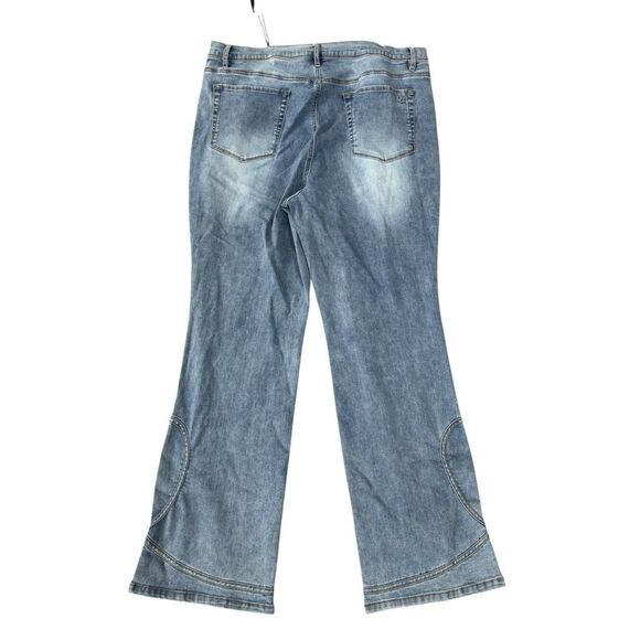 DG2 by Diane Gilman Classic Stretch Denim Swirl Bootcut Jean Chambray Sz 20W NWT - Picture 3 of 7